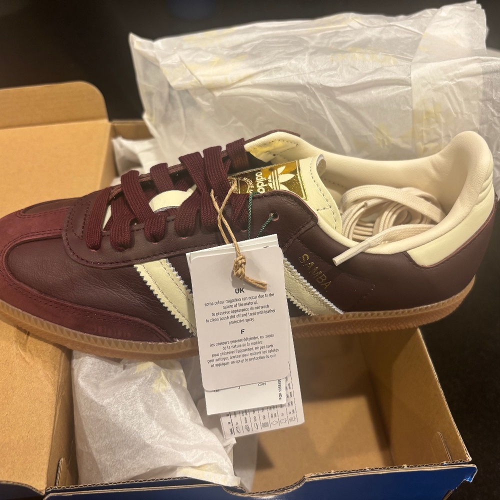 adidas Samba OG " Maroon/Core White/Gold Metallic" sneakers